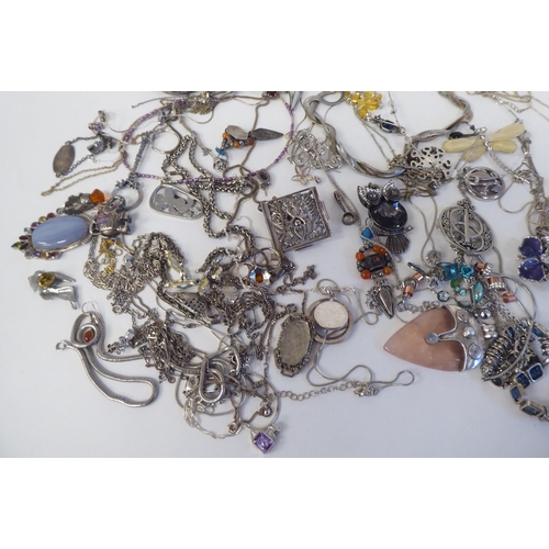 228 - Costume jewellery, mainly necklaces and brooches  925 stamped 