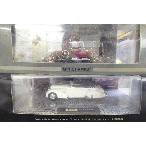 248 - Minichamp diecast model vehicles: to include a '1936 Lancia Astura Tipo 233 Corto'; and a '1938-Buga... 