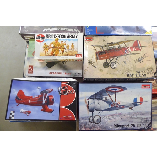 251 - 1/32 scale model kits: to include by Wingnut Wings, a 'Fokker D.VII (Fok)'; and an 'Alouette II' by ... 