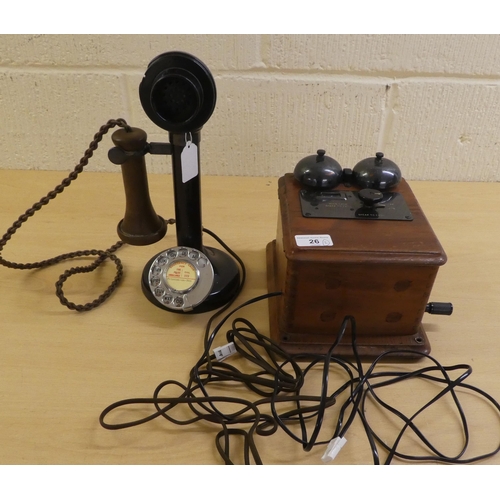 26 - A vintage telephone; and a contemporary bell box  10