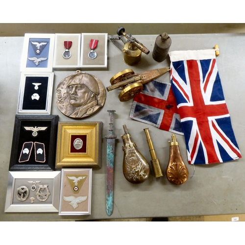 264 - A mixed lot: to include a late 19thC copper shot flask