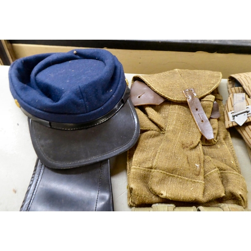 267 - Military collectables: to include a stitched brown hide holster(Please Note: this lot is subject to ... 