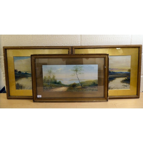 27 - A North - two riverside landscapes  oils  bearing signatures  12