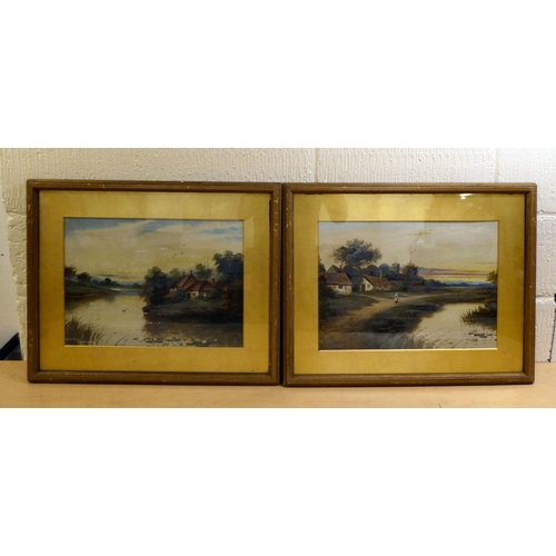 27 - A North - two riverside landscapes  oils  bearing signatures  12