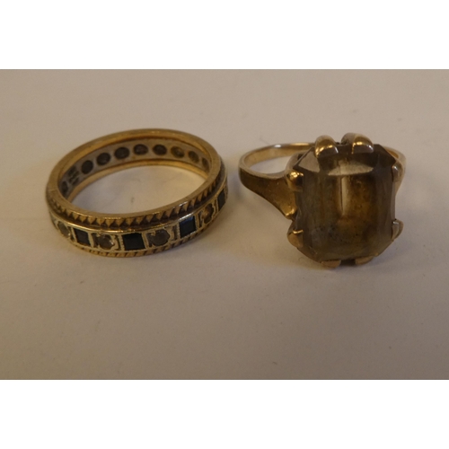 287 - Two dissimilar 9ct gold rings, set with coloured stones