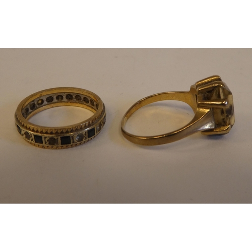 287 - Two dissimilar 9ct gold rings, set with coloured stones