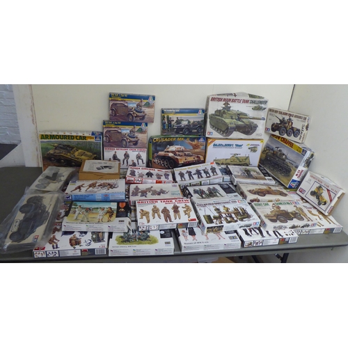 288 - 1/35 scale model kits: to include by Italeri, a 'Crusader Mk.II'; and a 'R75 Motorcycle with Side Ca... 