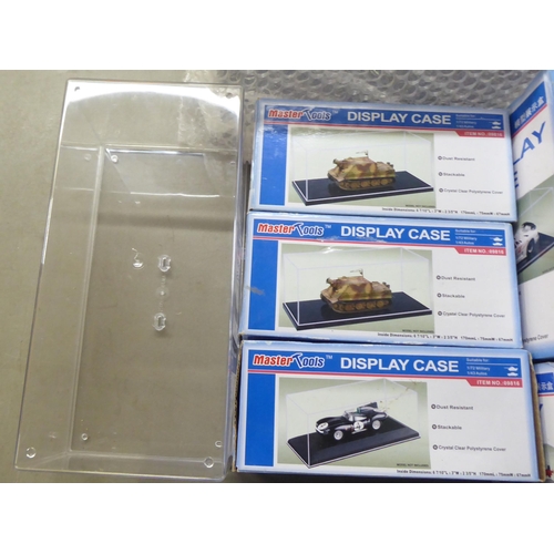 291 - Transparent plastic model display cases: to include examples by IMEX and Easy Model