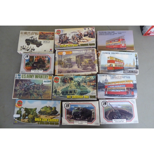 293 - 1/76 scale model kits: to include by Revell, an 'M16 Halftrack'; and a 'European Church' by Airfix&n... 