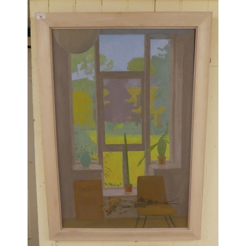 30 - Jonathan Hoyle - 'Studio Window, Autumn'  mixed media on board  bears a signature & Ma... 