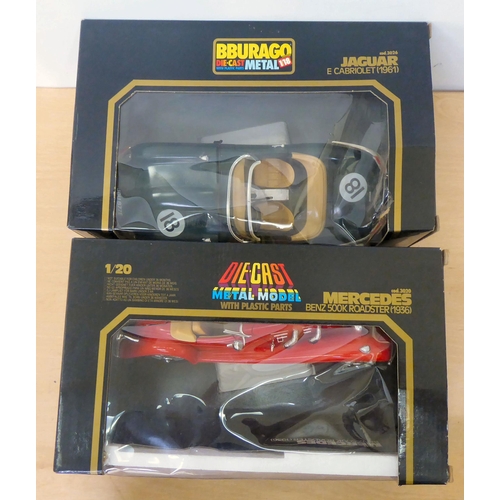 360 - Six boxed diecast model vehicles by BBuurago: to include a Mercedes Benz 500k Roadster 1936 or a Fer... 