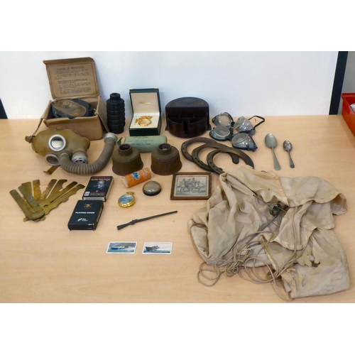 362 - Military related collectables: to include a child's gas mask and goggles (Please Note: this lot is s... 