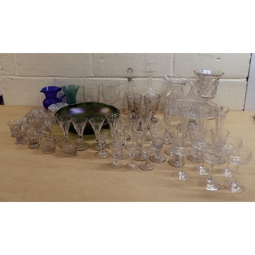 37 - Glassware: to include pedestal, tapered flutes with thumb moulded decoration