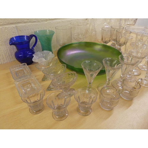 37 - Glassware: to include pedestal, tapered flutes with thumb moulded decoration