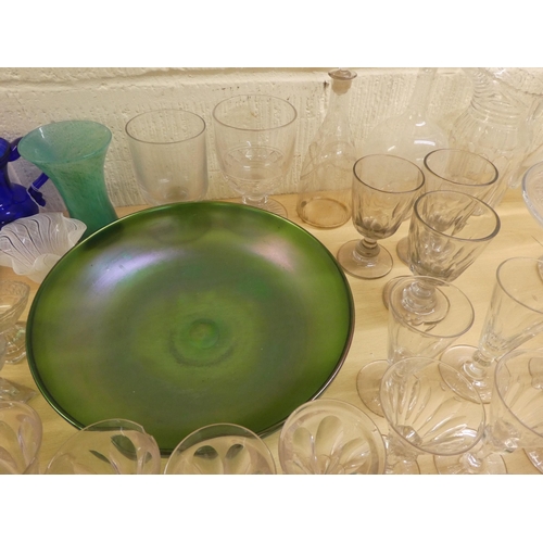 37 - Glassware: to include pedestal, tapered flutes with thumb moulded decoration