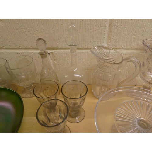 37 - Glassware: to include pedestal, tapered flutes with thumb moulded decoration