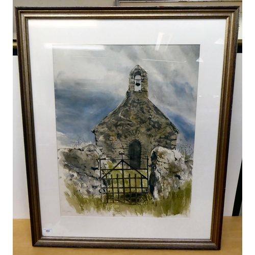 392 - Keith Andrews - a church grounds  watercolour  bears a signature & dated 1982  20