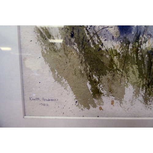 392 - Keith Andrews - a church grounds  watercolour  bears a signature & dated 1982  20