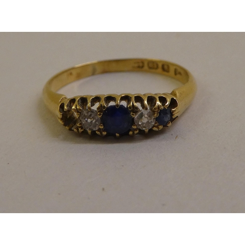 47 - An 18ct gold, diamond and sapphire set ring (one sapphire missing)