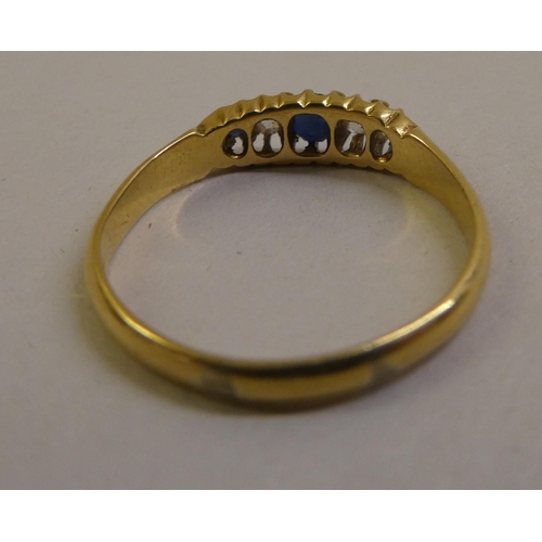 47 - An 18ct gold, diamond and sapphire set ring (one sapphire missing)