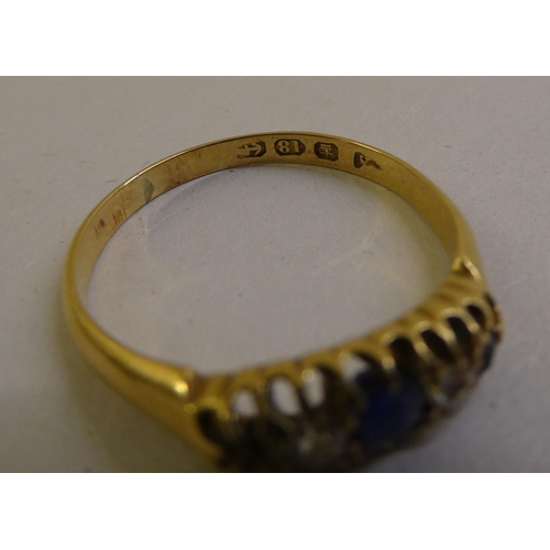 47 - An 18ct gold, diamond and sapphire set ring (one sapphire missing)