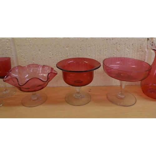 54 - Clear and cranberry coloured glass collectables 