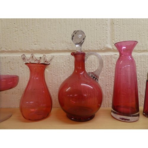 54 - Clear and cranberry coloured glass collectables 