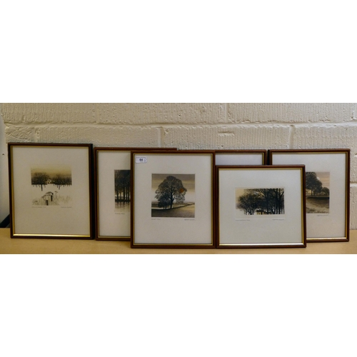 64 - After Kathleen Caddick - six landscapes, individually titled coloured prints  bearing pencil si... 