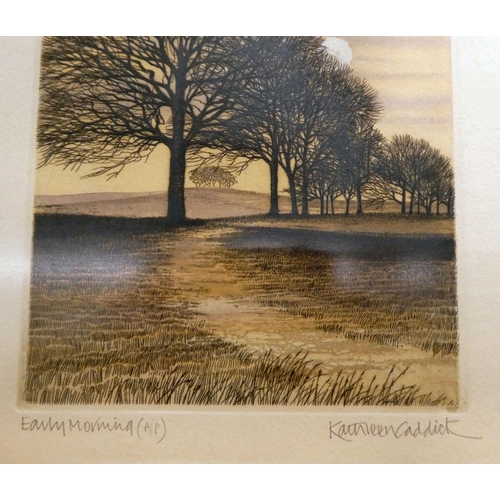 64 - After Kathleen Caddick - six landscapes, individually titled coloured prints  bearing pencil si... 