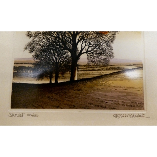 64 - After Kathleen Caddick - six landscapes, individually titled coloured prints  bearing pencil si... 