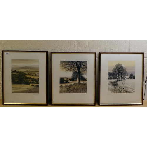 68 - After Kathleen Caddick - three individually titled coloured prints  bearing pencil signatures&n... 