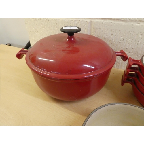 8 - Le Creuset red enamelled cast iron cookware