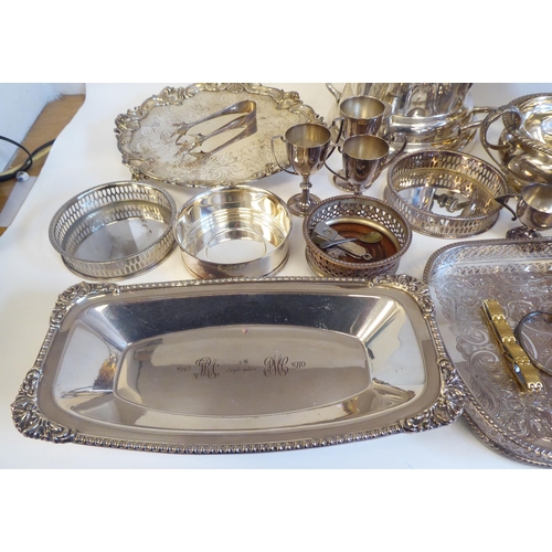 93 - Functional metalware, mainly silver plate: to include a twin handled pedestal wine cooler  9.5