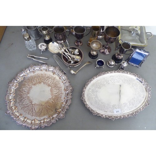 211 - Silver plated tableware: to include a Georgian design serving tray  14