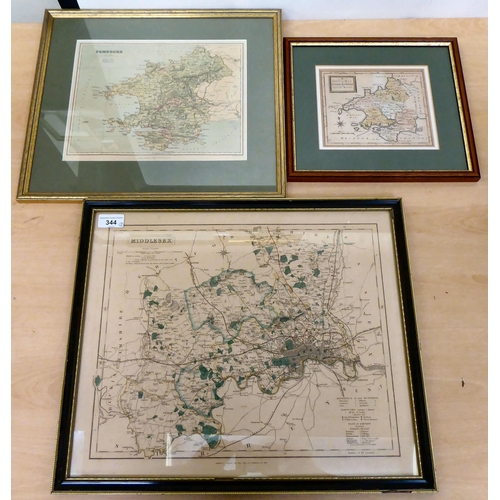 344 - Framed maps, viz. 'A Correct Map of Pembrokeshire'  6