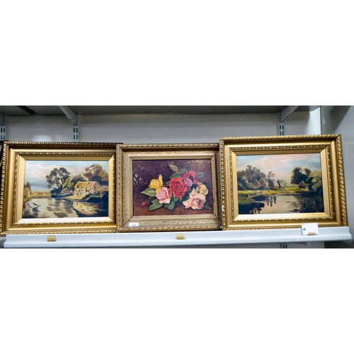 208 - Framed pictures: to include GW Fethick - a floral study  oil on board  bears a signature&n... 