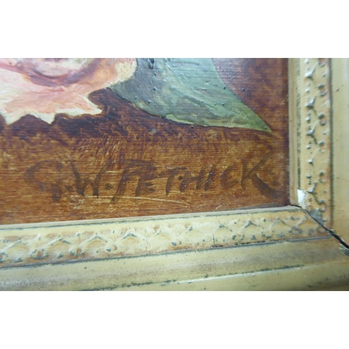 208 - Framed pictures: to include GW Fethick - a floral study  oil on board  bears a signature&n... 