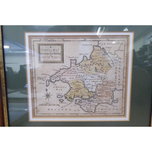 344 - Framed maps, viz. 'A Correct Map of Pembrokeshire'  6