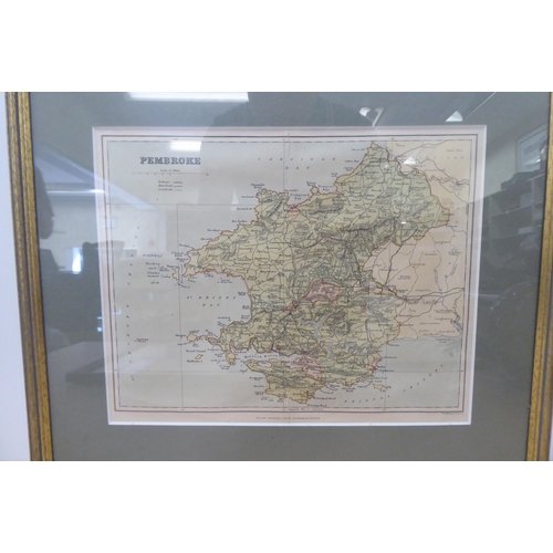 344 - Framed maps, viz. 'A Correct Map of Pembrokeshire'  6