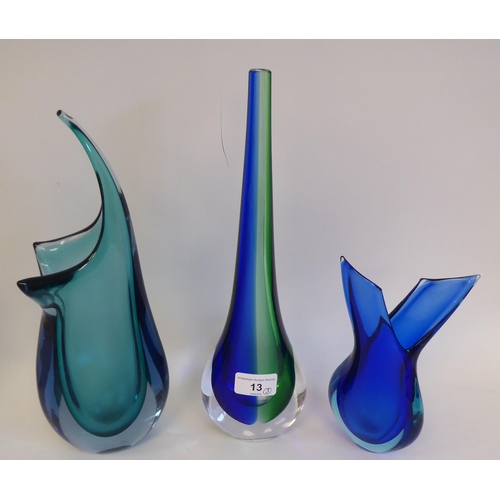 13 - Formia Vetri di Murano Art glass: to include a Formia green and blue teardrop vase  14