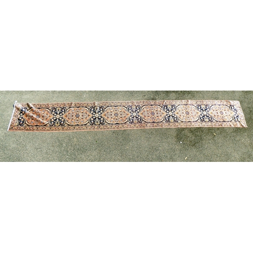 191 - A Persian Kashan runner, decorated with floral patterns, on a pink ground&nbsp; 232
