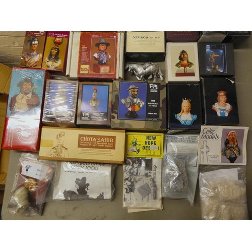 215 - White metal and other model figures and busts, historic and fantasy: to include examples by Poste an... 