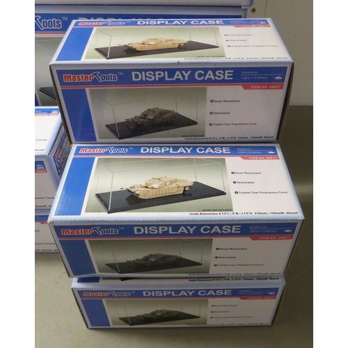 221 - Clear plastic empty model display cases, mostly by Master Tools