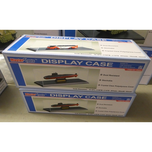 221 - Clear plastic empty model display cases, mostly by Master Tools