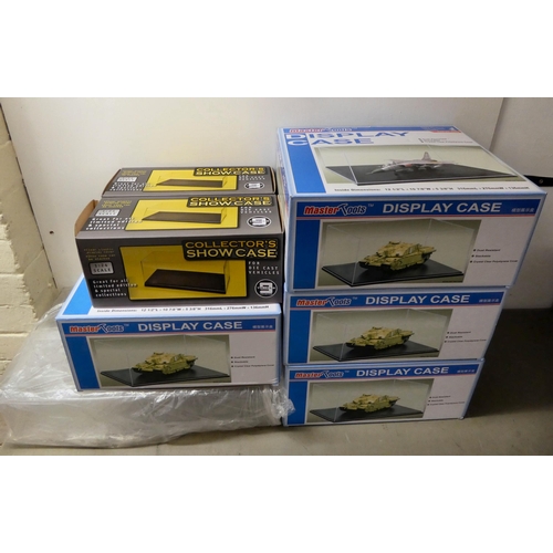 221 - Clear plastic empty model display cases, mostly by Master Tools