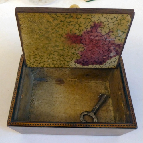 23 - A mixed lot: to include a mid Victorian Tonbridgeware trinket box with angular sides  3.25