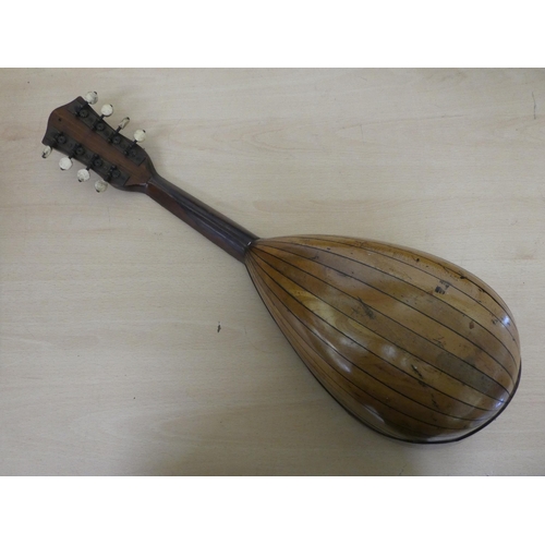 342 - Two early 20thC fruitwood mandolins with bone buttons  one cased