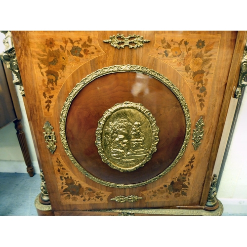 39 - A modern Louis XVI design marquetry decorated and Omalu mounted marble top side cabinet  41