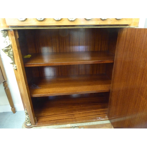 39 - A modern Louis XVI design marquetry decorated and Omalu mounted marble top side cabinet  41