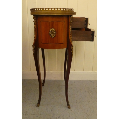 49 - A modern Louis XVI design, marquetry and ormolu mounted, two drawer side table, raised on cabriole l... 